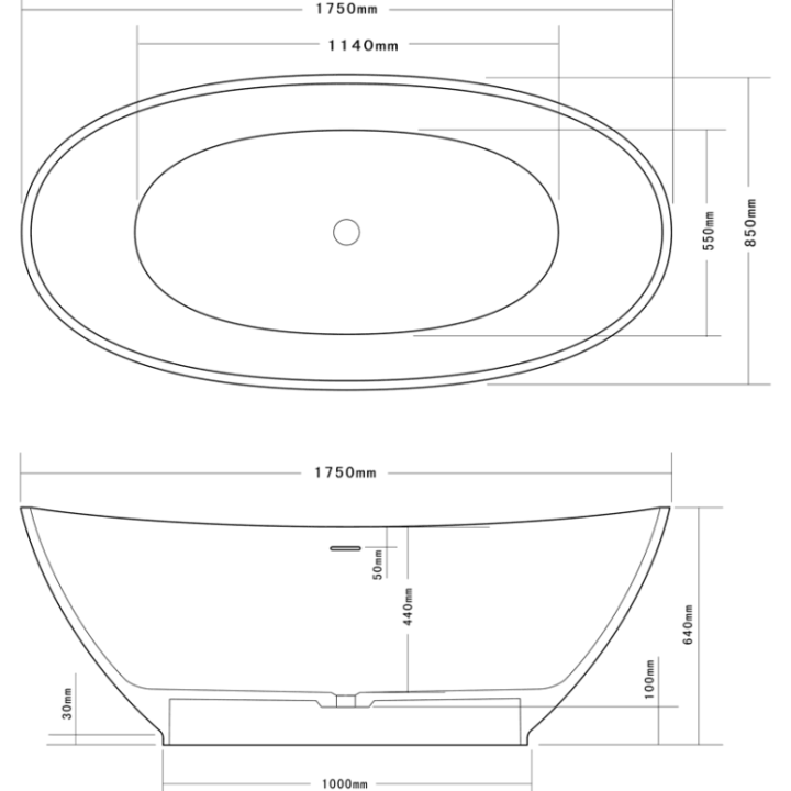 Luxusní vana z umělého kamene VSB03-G 170x87x60