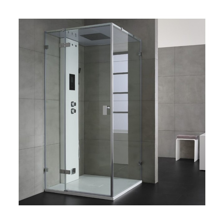 Parní box EAGO DZ108F15 bílá lesklá verze 90x90cm / levá bez vaničky