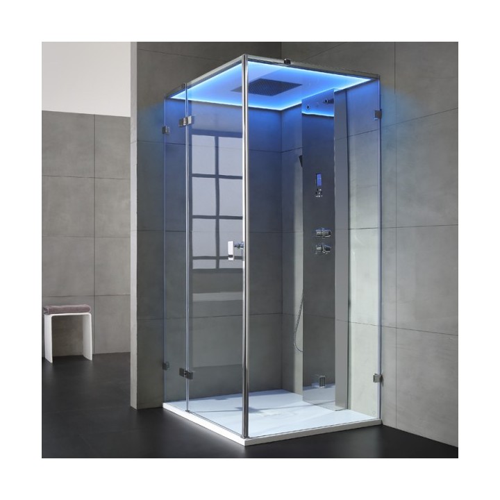 Parní box EAGO DZ108F15 bílá lesklá verze 90x90cm / pravá bez vaničky