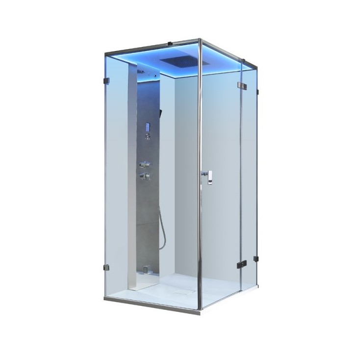 Parní box EAGO DZ108F15 stříbrná / nerez verze 90x90cm / pravá bez vaničky