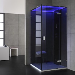 Parní box EAGO DZ108F15 černá / nerez verze 90x90cm / levá bez vaničky