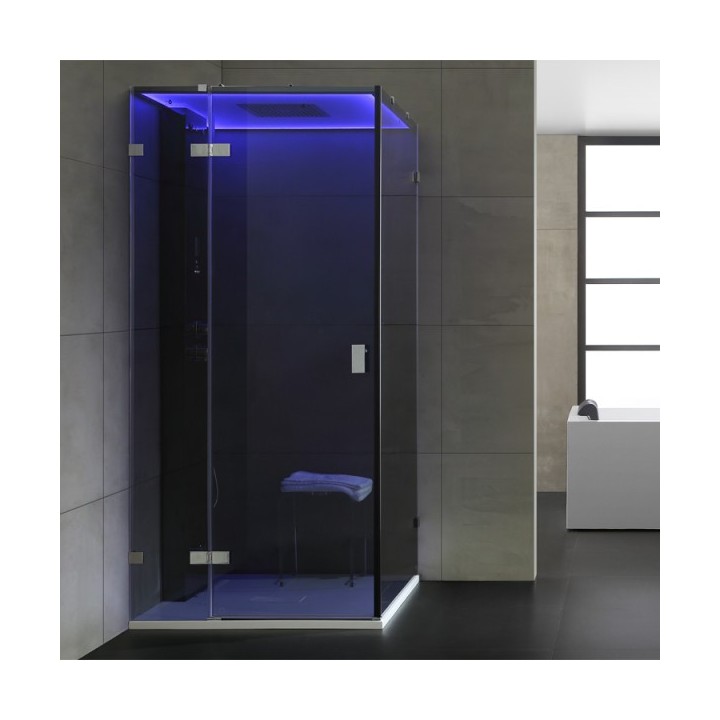 Parní box EAGO DZ108F15 stříbrná / nerez verze 90x90cm / levá bez vaničky