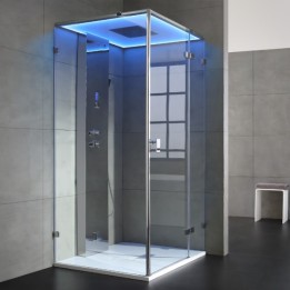 Parní box EAGO DZ108F15 stříbrná / nerez verze 90x90cm / pravá bez vaničky