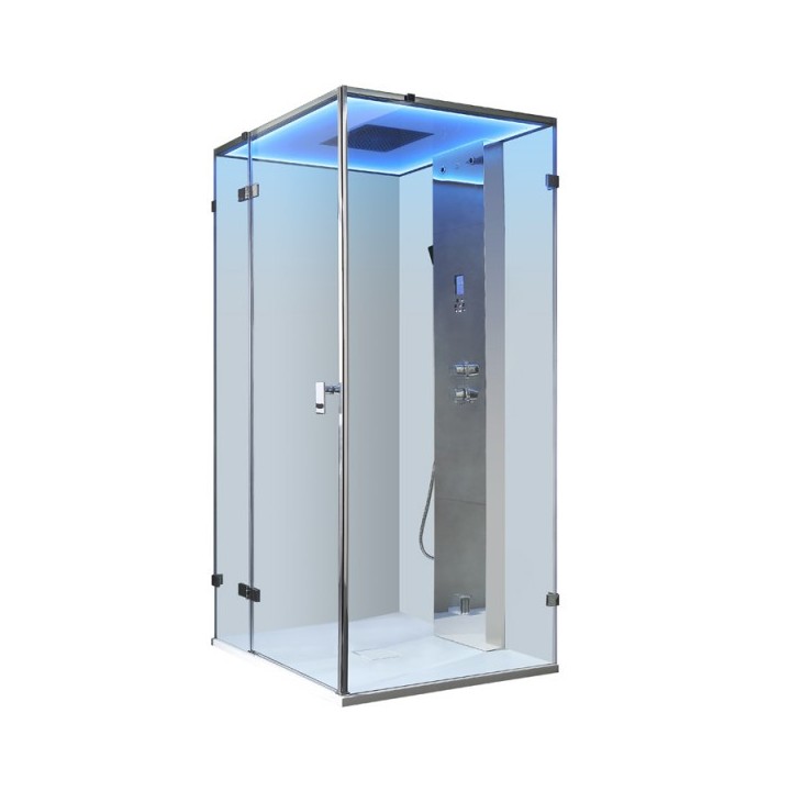 Parní box EAGO DZ108F15 bílá lesklá verze 90x90cm / pravá bez vaničky