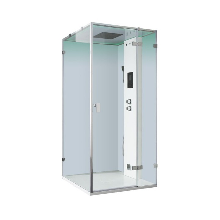 Parní box EAGO DZ108F15 bílá lesklá verze 90x90cm / pravá bez vaničky