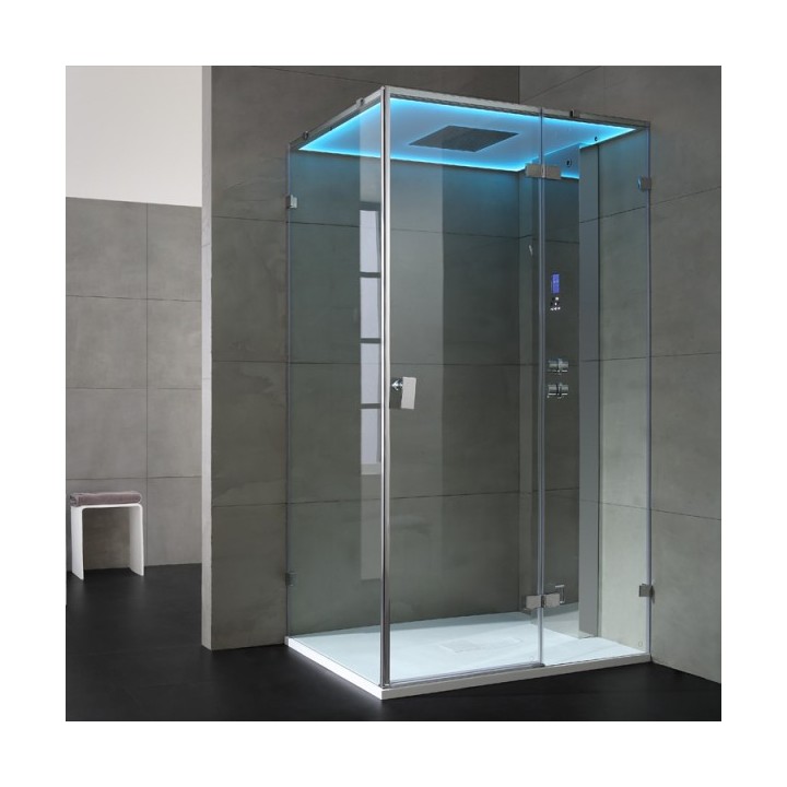 Parní box EAGO DZ106F15 stříbrná / nerez verze 100x100cm / pravá bez vaničky