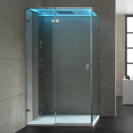 Parní box EAGO DZ106F15 stříbrná / nerez verze 100x100cm / levá bez vaničky