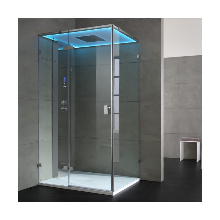 Parní box EAGO DZ106F15 stříbrná / nerez verze 100x100cm / levá bez vaničky