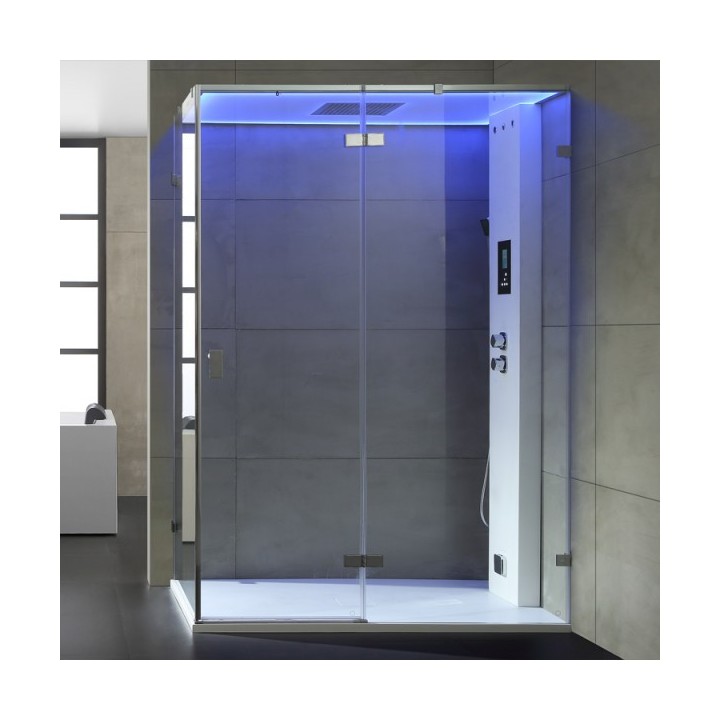 Parní box EAGO DZ111F15 bílá lesklá verze 150x90cm / pravá bez vaničky