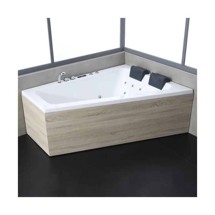 Hydromasážní vana AWT GE105E 180x130 pravá s dřevěným panelem