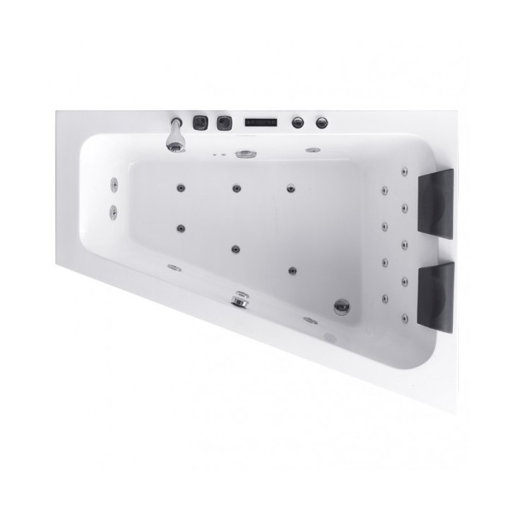 Hydromasážní vana AWT GE105E 180x130 pravá s dřevěným panelem
