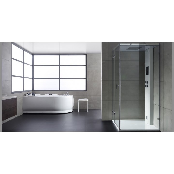Hydromasážní vana AWT GE104E 170x130 pravá s dřevěným panelem