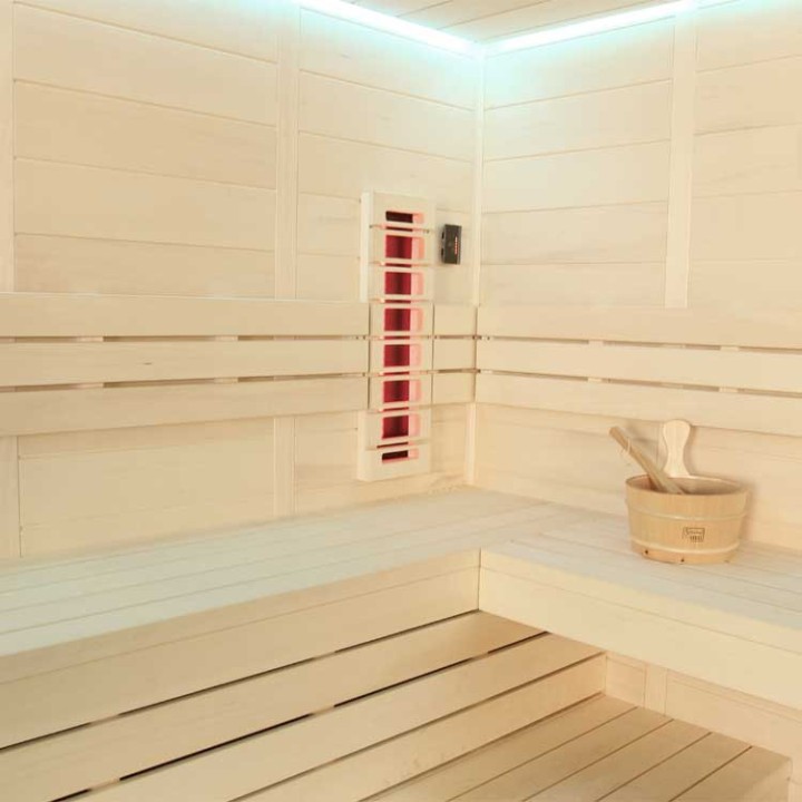 Kombinovaná finská sauna s infrazářiči AWT E1205A IR topol 266x198 9kW Vitro