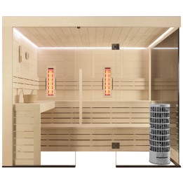 Kombinovaná finská sauna s infrazářiči AWT E1205B IR topol 207x198 9kW Vitro