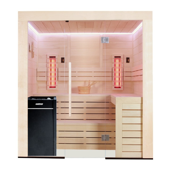 Kombinovaná finská sauna s infrazářiči AWT E1205A IR topol 266x198 9kW Vitro