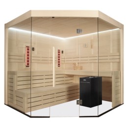 Kombinovaná finská sauna s infrazářiči AWT E1202A IR topol 267x198 9kW Vitro