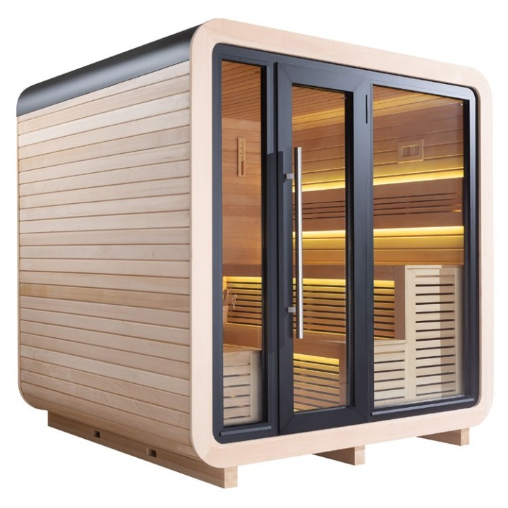 Venkovní sauna AWT THE CUBE X1 Hemlock 225x225 bez saunových kamen