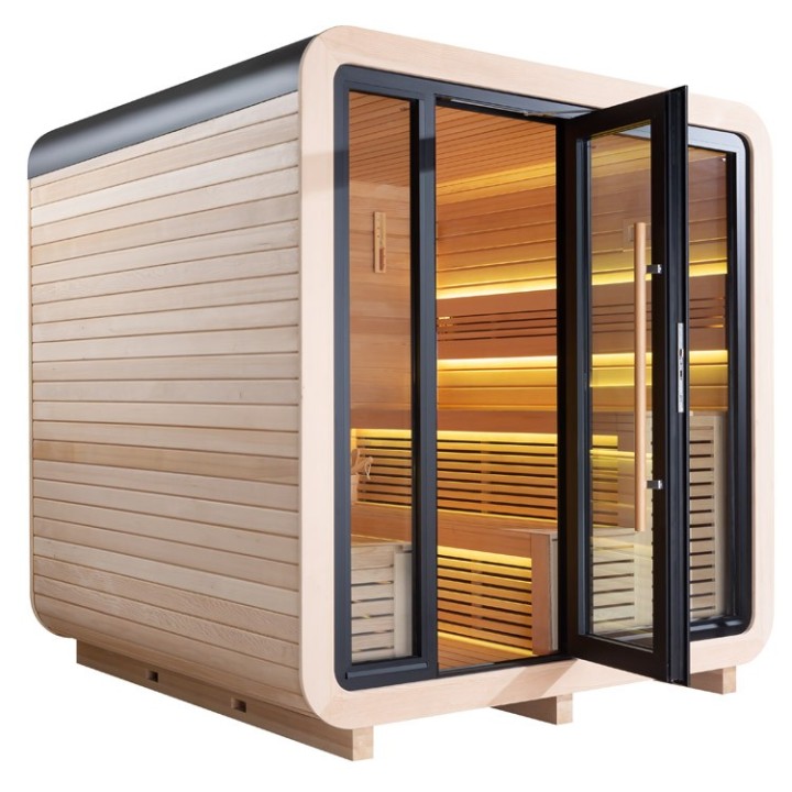 Venkovní sauna AWT THE CUBE X1 Hemlock 225x225 Cilindro 9kW