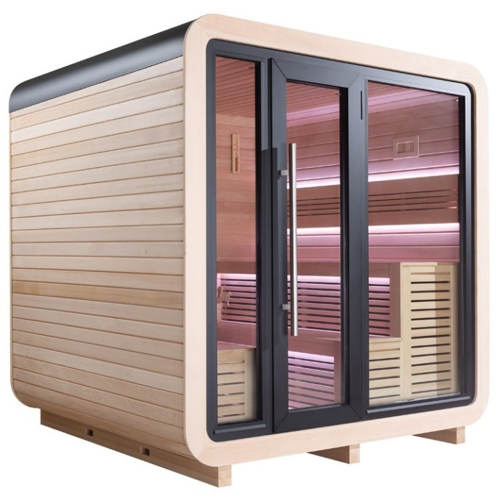 Venkovní sauna AWT THE CUBE X1 Hemlock 225x225 Cilindro 9kW
