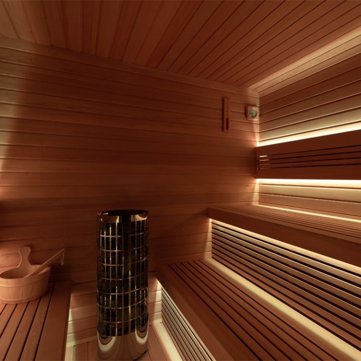 Venkovní sauna AWT THE CUBE X1 Hemlock 225x225 Cilindro 9kW