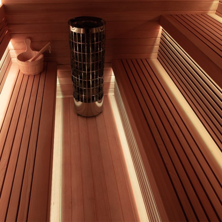 Venkovní sauna AWT THE CUBE X1 Hemlock 225x225 Cilindro 9kW