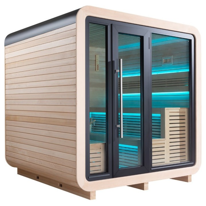 Venkovní sauna AWT THE CUBE X1 Hemlock 225x225 Eos Cubo 9kW