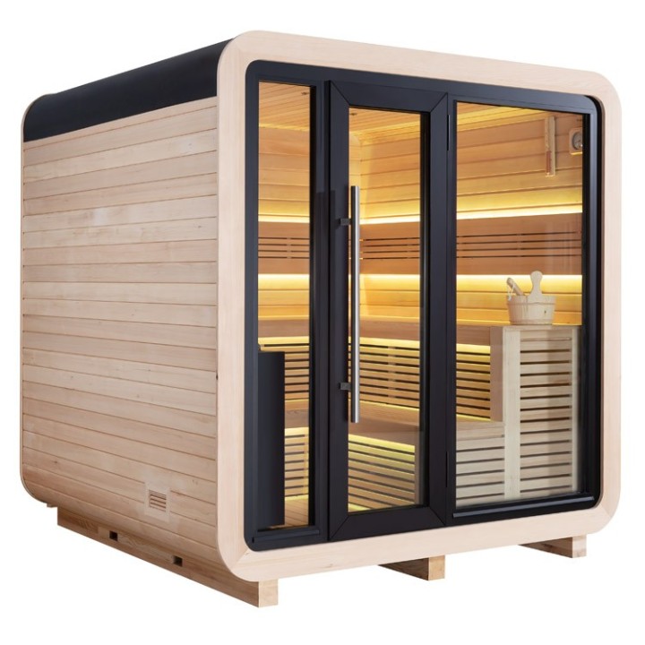 Venkovní sauna AWT THE CUBE X2 Hemlock 225x225 bez saunových kamen