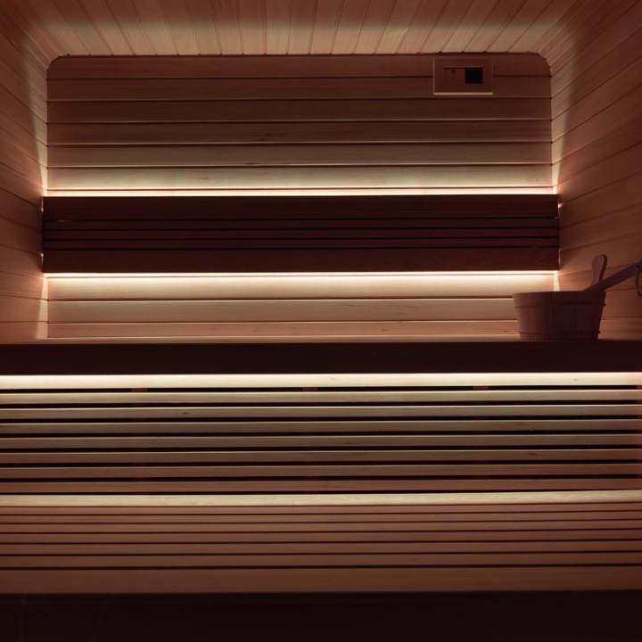 Venkovní sauna AWT THE CUBE X3 Hemlock 225x225 Cilindro 9kW