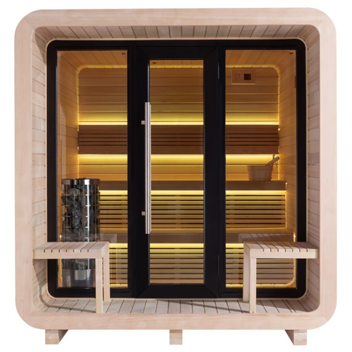 Venkovní sauna AWT THE CUBE X3 Hemlock 225x225 Cilindro 9kW