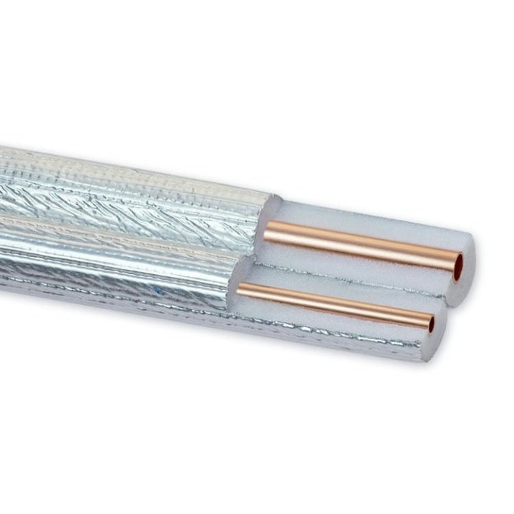 Montážní příslušenství – Izolované měděné potrubí F2816 – kotouč 20m, ALU izolace ANTI UV, DUO 6 x 1 mm (1/4") + 12 x 