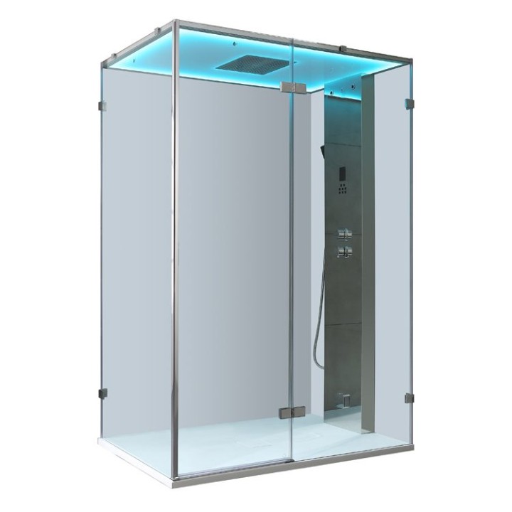 Parní sprchový box EAGO AWT LD111F15 stříbrný 150×90 pravé provedení