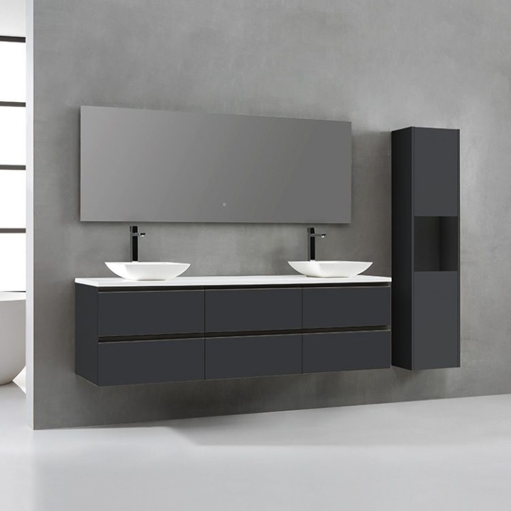 Koupelnový nábytek – set StoneArt Monte Carlo MC-1800pro-2 tmavě šedý 180×52