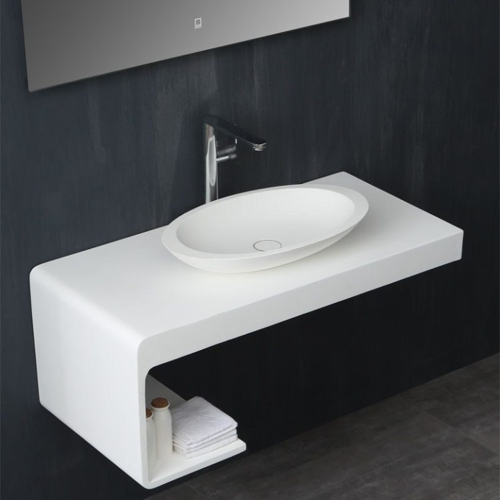 Koupelnový nábytek – set StoneArt LQ610-17 levé provedení bílý 100×40 lesklý