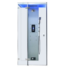 Parní sprchový box EAGO AWT DZ1012F12 bílý 100×100 pravé provedení