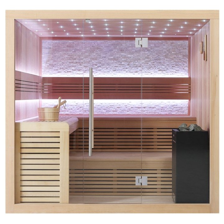 Finská sauna EAGO AWT B1102B hemlock 200×170 9 kW EOS BiO-Cubo
