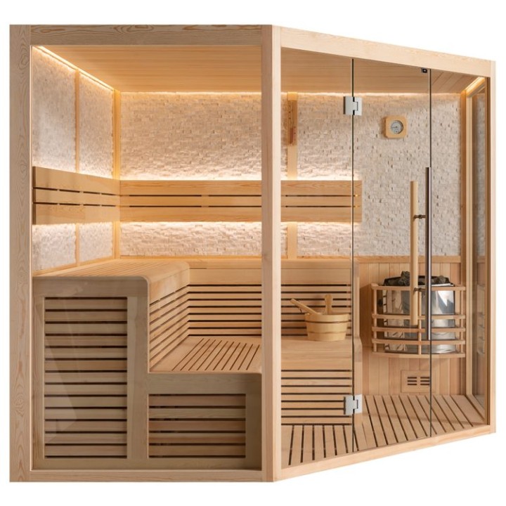 Finská sauna EAGO AWT E1816XL borovice 240×240 9 kW Cilindro