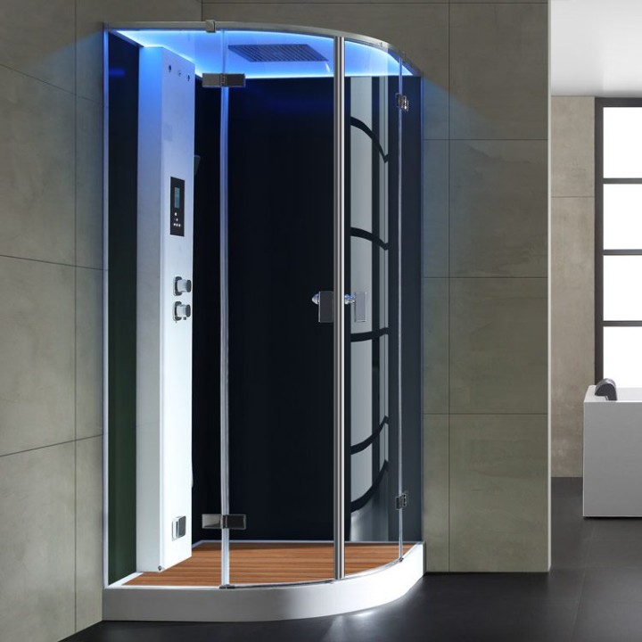 Parní sprchový box EAGO AWT LD210F15 s sprchovou vaničkou černý 90×90