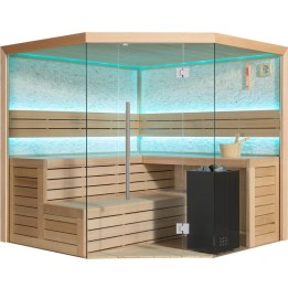 Finská sauna EAGO AWT E1601B hemlock 200×200 9 kW Virta
