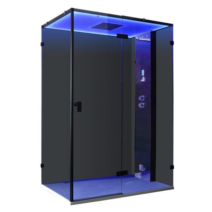 Parní sprchový box EAGO AWT LD111F15 černý 150×90 pravé provedení
