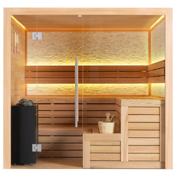Finská sauna EAGO AWT E1603A červený cedr 220×200 9 kW Virta