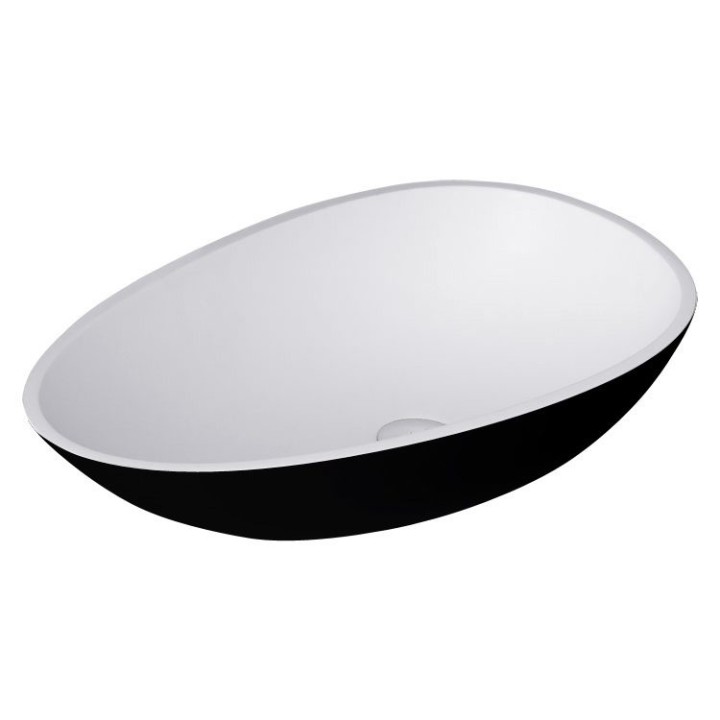 Umyvadlo StoneArt LC150 z minerálního kamene černobílé 60×35 matné