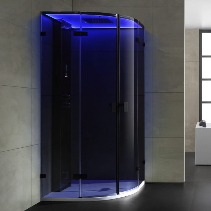 Parní sprchový box EAGO AWT LD109F15 černý 100×100