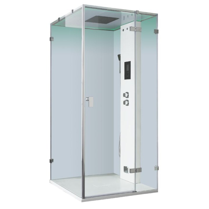 Parní sprchový box EAGO AWT LD106F15 bílý matný 100×100 pravé provedení