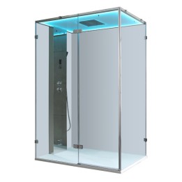 Parní sprchový box EAGO AWT LD111F15 stříbrný 150×90 levé provedení