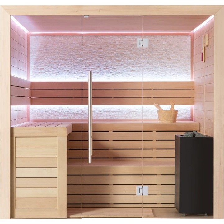 Finská sauna EAGO AWT B1602A hemlock 220×200 9 kW Virta Bi-O