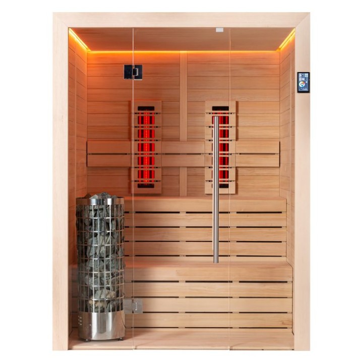 Finská sauna EAGO AWT E1614C-IR hemlock 160×150 6,8 kW Cilindro