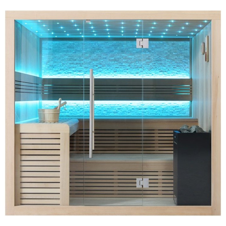 Finská sauna EAGO AWT E1102A hemlock 220×200 9 kW Virta