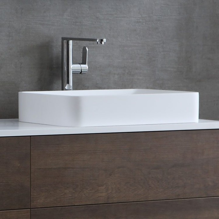 Umyvadlo StoneArt LC111 z minerálního kamene bílé 55×35 matné