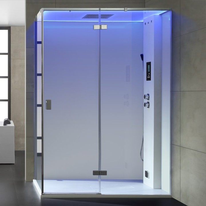Parní sprchový box EAGO AWT LD211F15 bílý 150×90 pravé provedení