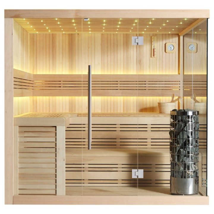 Finská sauna EAGO AWT E1115A hemlock 220×200 9 kW Cilindro